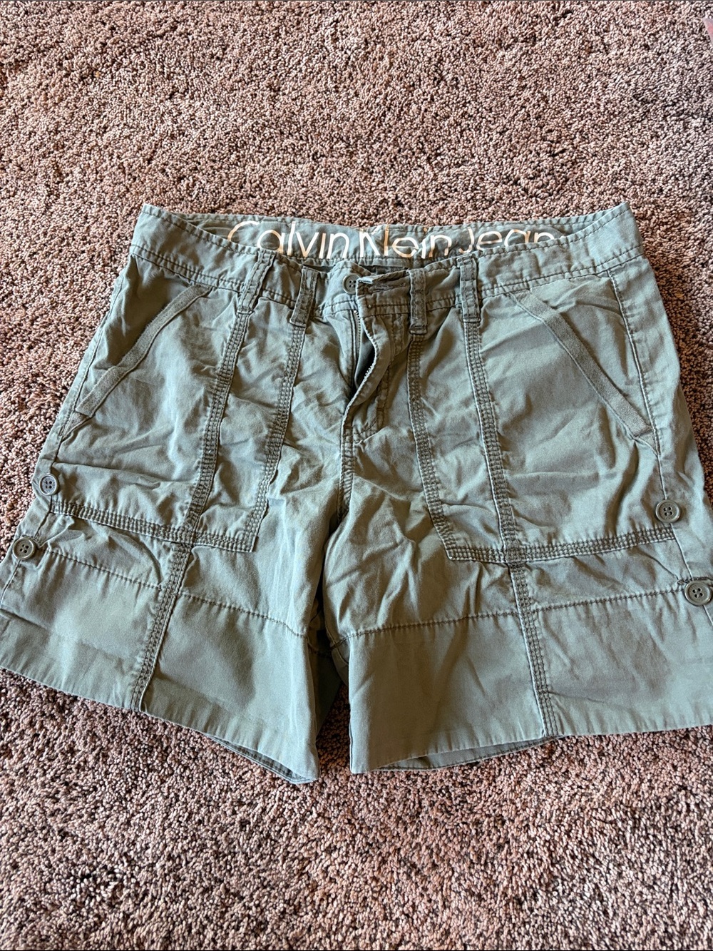 Women’s Calvin Klein Olive Green Cargo Shorts - Size 8
